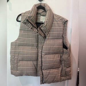 a new day Checkered Puffer Vest - Black and Cream